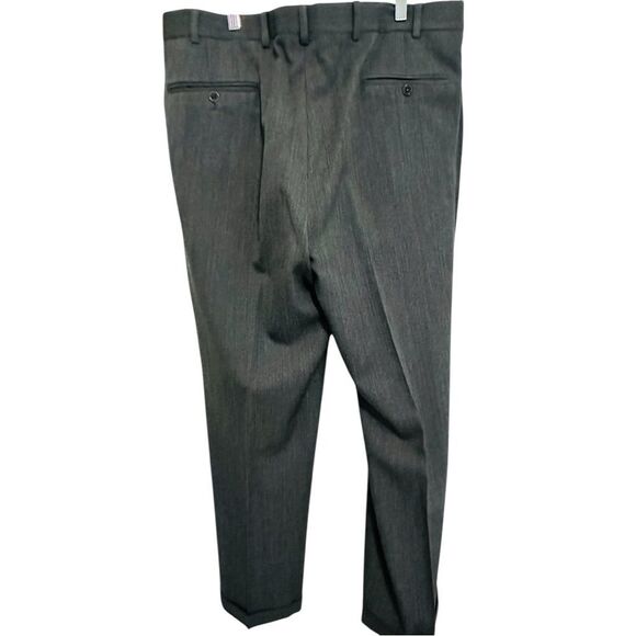 Brooks Brothers Gray Dress Pants Smooth Wool Cuffed Pleated Gray Mens 36 x 30.5 - Picture 4 of 15
